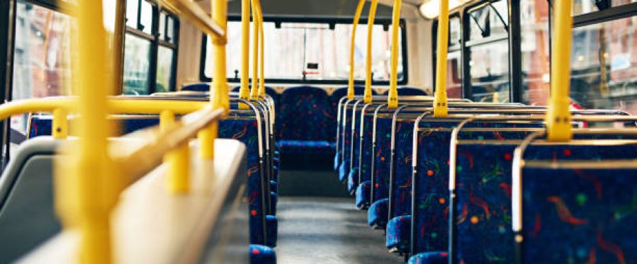 Cropped shot of empty seats on a public bus